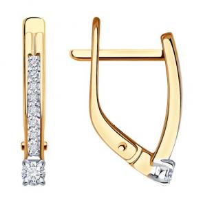 Золотые серьги Diamant с бриллиантом 51-220-01988-1 фото