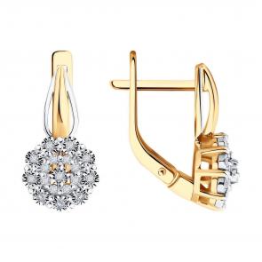 Золотые серьги Diamant с бриллиантом 51-220-02040-1 фото