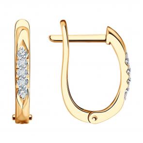 Золотые серьги Diamant с бриллиантом 51-220-02079-1 фото