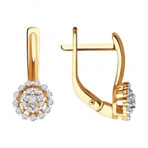 Золотые серьги Diamant с бриллиантом 51-220-02092-1 фото
