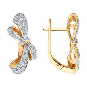 Золотые серьги Diamant с бриллиантом 51-220-02332-1 фото