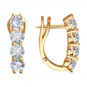 Золотые серьги Diamant с рубином и бриллиантом выращенным 51-220-02374-1 фото