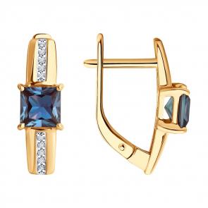Золотые серьги Diamant с гидротермальным александритом и бриллиантом 51-220-02379-1 фото