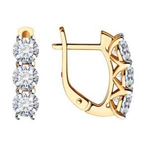 Золотые серьги Diamant с рубином и бриллиантом выращенным 51-220-02403-1 фото