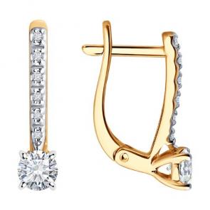 Золотые серьги Diamant с бриллиантом 51-220-02416-1 фото