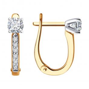 Золотые серьги Diamant с бриллиантом 51-220-02459-1 фото