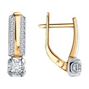 Золотые серьги Diamant с бриллиантом 51-220-02467-1 фото