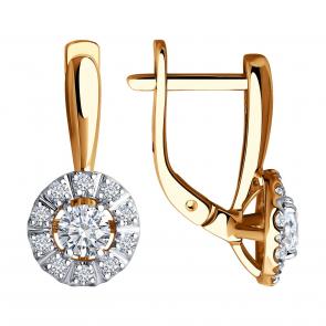 Золотые серьги Diamant с рубином и бриллиантом выращенным 51-220-02496-1 фото