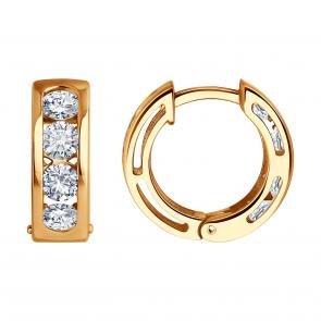 Золотые серьги Diamant с рубином и бриллиантом выращенным 51-220-02702-1 фото