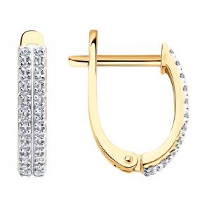 Золотые серьги Diamant с бриллиантом 51-220-02916-1 фото