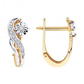 Золотые серьги Diamant с бриллиантом 51-220-02920-1 фото