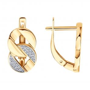 Золотые серьги Diamant с бриллиантом 51-220-02926-1 фото