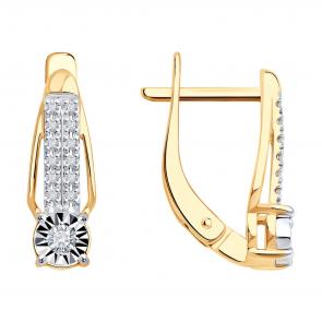 Золотые серьги Diamant с бриллиантом 51-220-02927-1 фото