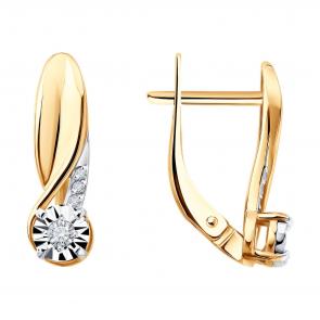 Золотые серьги Diamant с бриллиантом 51-220-02937-1 фото