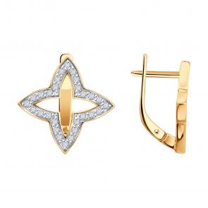 Золотые серьги Diamant с бриллиантом 51-220-02951-1 фото