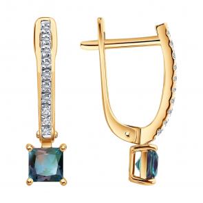 Золотые серьги SOKOLOV с бриллиантом и александритом 51-220-02961-1 фото