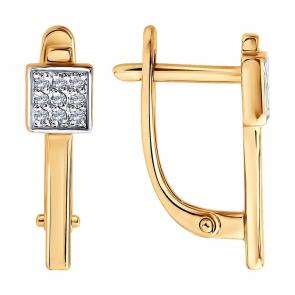 Серьги из комбинированного золота Diamant с бриллиантом 51-220-03006-1 фото