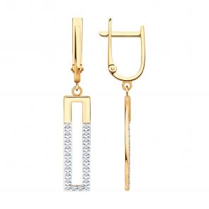 Золотые серьги Diamant с бриллиантом 51-221-00450-1 фото