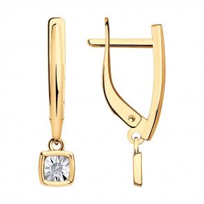 Золотые серьги Diamant с бриллиантом 51-221-01246-1 фото