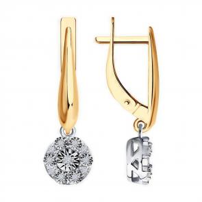 Золотые серьги Diamant с бриллиантом 51-221-01315-1 фото