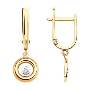 Золотые серьги Diamant с бриллиантом 51-221-01539-1 фото