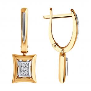 Золотые серьги Diamant с бриллиантом 51-221-02128-1 фото