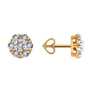 Золотые серьги Diamant с бриллиантом 51-222-00788-2 фото