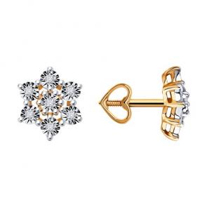 Золотые серьги Diamant с бриллиантом 51-222-00959-2 фото