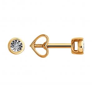 Золотые серьги Diamant с бриллиантом 51-222-01080-2 фото