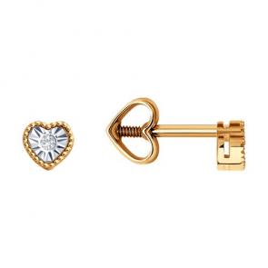 Золотые серьги Diamant с бриллиантом 51-222-01219-2 фото