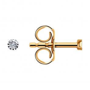 Золотые серьги Diamant с бриллиантом 51-222-01248-2 фото