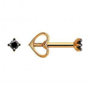 Золотые серьги Diamant с чёрным бриллиантом 51-222-01926-2 фото