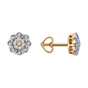 Золотые серьги Diamant с бриллиантом 51-222-02059-1 фото