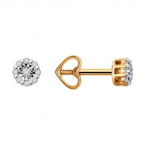 Золотые серьги Diamant с бриллиантом 51-222-02061-1 фото