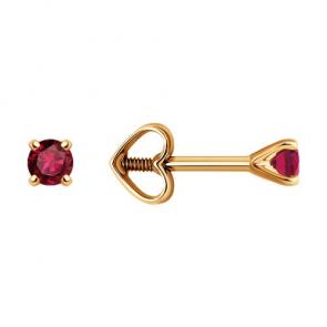 Золотые серьги Diamant с рубином 51-222-02293-2 фото