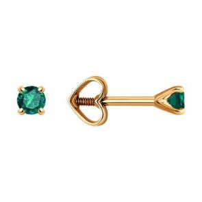 Золотые серьги Diamant с изумрудом 51-222-02293-3 фото