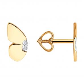 Золотые серьги Diamant с бриллиантом 51-222-02300-1 фото