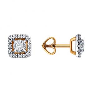 Золотые серьги Diamant с бриллиантом 51-222-02466-1 фото