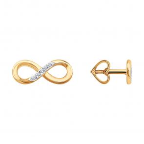 Золотые серьги Diamant с бриллиантом 51-222-02870-1 фото