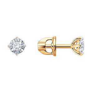 Золотые серьги Diamant с бриллиантом выращенным 51-222-03019-1 фото