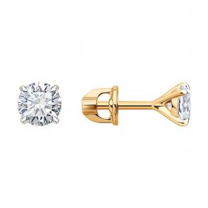 Золотые серьги Diamant с бриллиантом выращенным 51-222-03031-1 фото