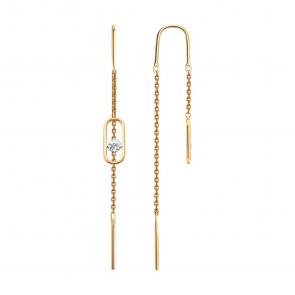 Золотые серьги Diamant с бриллиантом 51-223-00484-1 фото