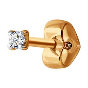 Одиночная серьга из золота Diamant с бриллиантом 51-227-01926-1 фото
