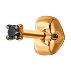 Одиночная серьга из золота Diamant с чёрным бриллиантом 51-227-01926-2 фото