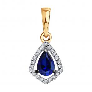 Золотая подвеска Diamant с бриллиантом и сапфиром 51-230-00850-1 фото