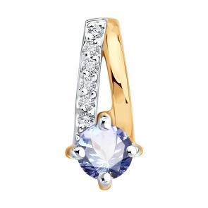 Золотая подвеска SOKOLOV с бриллиантом и танзанитом 51-230-01067-1 фото