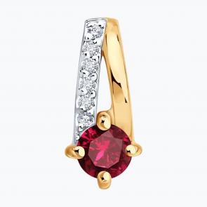 Золотая подвеска SOKOLOV с бриллиантом и рубином 51-230-01067-2 фото