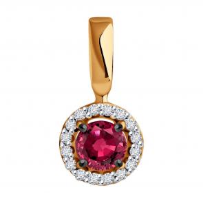 Золотая подвеска Diamant с бриллиантом и рубином 51-230-01772-3 фото