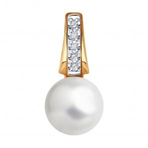 Золотая подвеска Diamant с бриллиантом и жемчугом 51-230-01830-1 фото