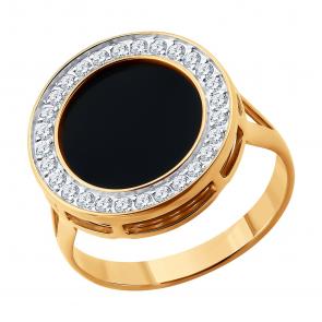 Золотое кольцо Diamant с фианитом и агатом 51-310-00074-1 фото